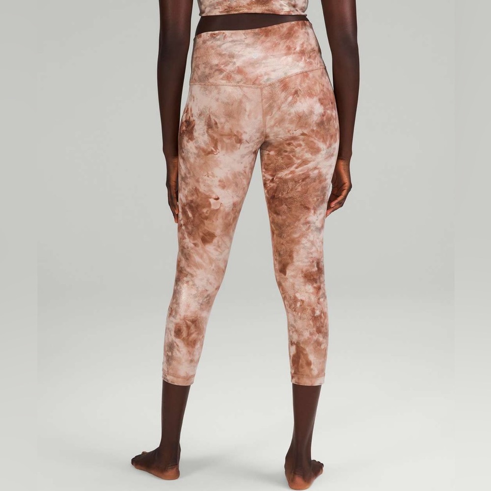 NWT Lululemon Align Crop 23" Shine - Diamond Dye Misty Shell Cacao Dot Foil - 2